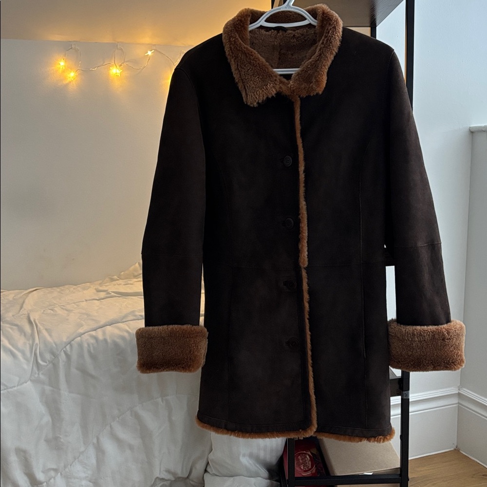 Danier Brown Shearling Coat - Picture 6 of 14